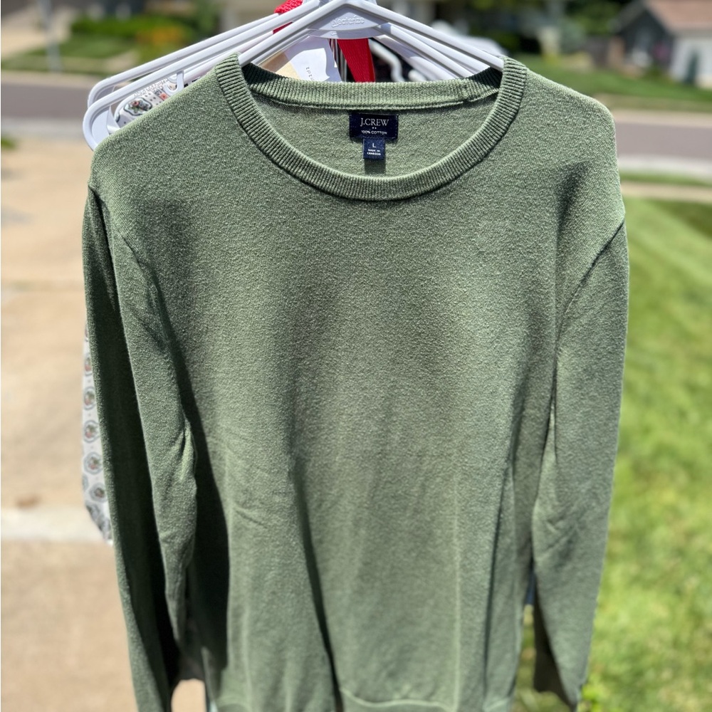 J. Crew Green Crewneck Sweater Soft Knit Classic